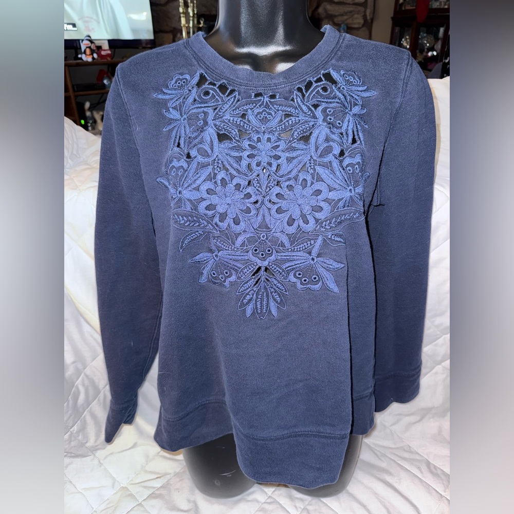 J. CREW Embroidered Eyelet Sweatshirt